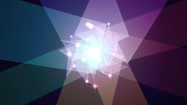 Abstract Glowing Geometric Polyhedral Node Network Digital Background