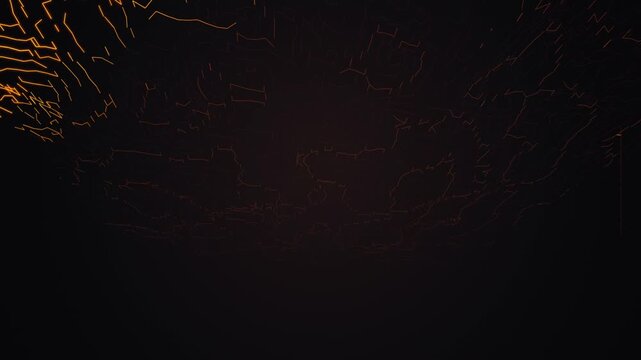 Abstract Glowing Orange Tech Network Lines on Dark Background