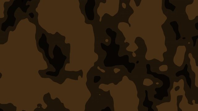 Abstract brown camouflage pattern moving smoothly across the surface