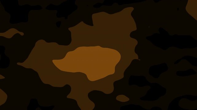 Abstract brown camouflage pattern moving dynamically on flat background