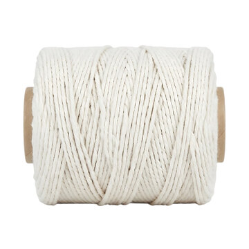 Large spool of thick white cotton thread isolated on transparent background