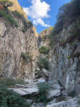 Waterfall and Scenic Hiking Gorge in the Pyrenees on the France Spain Border