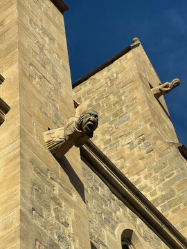 Close-Up of a Stone Gargoyle at Saint Vincent Church in Carcassonne, France