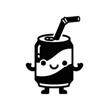 Cute Cartoon Soda Can Character with Straw