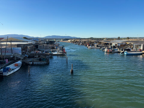 Picturesque View of Oyster Farms in Leucate, France