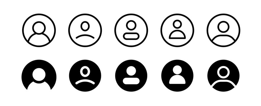 User profile account avatar person line icon set. Member login, customer contact button symbol collection. Vector elements