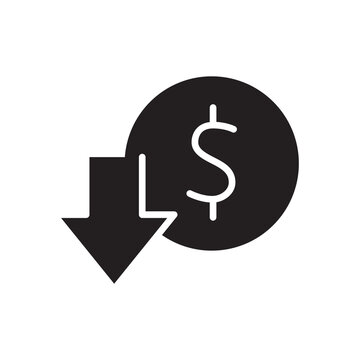 Financial loss decrease profit down icon