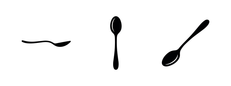 Minimalist Spoon Silhouettes Icon Set for Cutlery Design