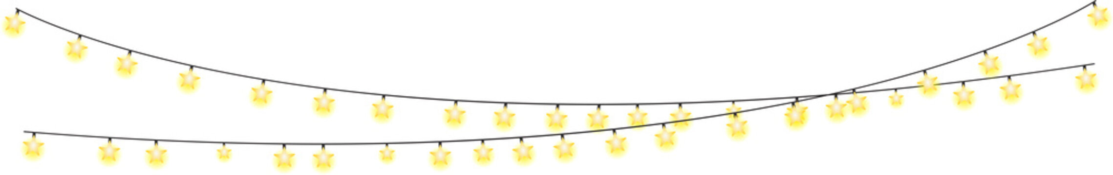 Glowing yellow star string lights for holiday and party decoration