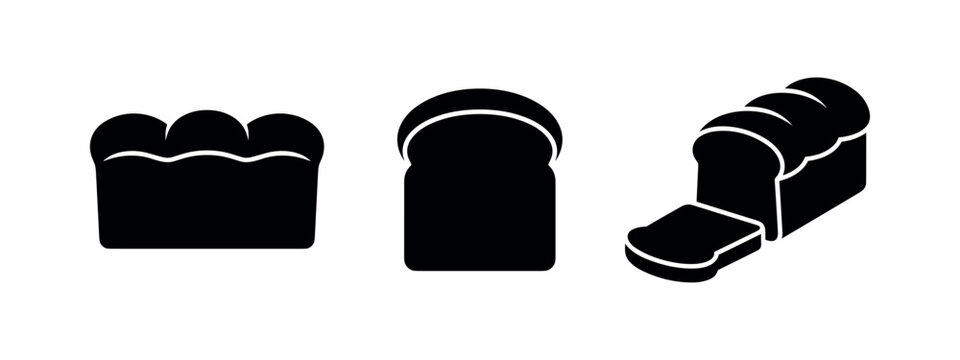 Black silhouette icons of different types of bread loaves
