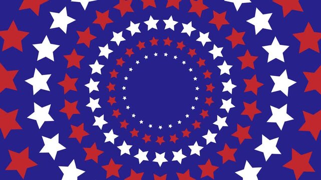 Hypno rotating American star spiral motion graphic