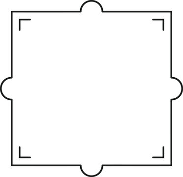 Minimalist square frame with rounded decorative edges and corner marks
