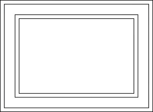 Simple rectangular double border frame isolated on a white background for graphic design