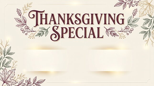 Elegant Thanksgiving Special title card with autumn leaves and berries, ideal for holiday-themed presentations.