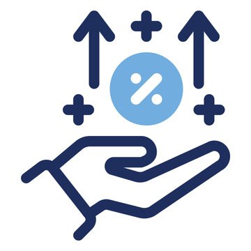 Hand Holding Discount Percent Growth Duo Tone Icon