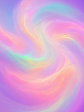Abstract soft pastel holographic swirl background with dreamy fluid motion and vibrant gradient colors