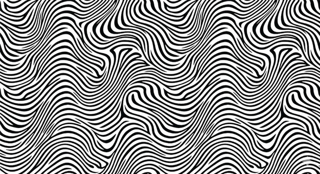 Wavy lines abstract background in black and white optical illusion pattern