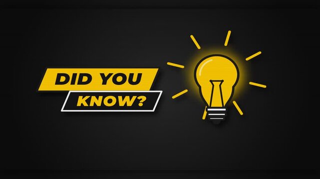 Animated did you know labels with glowing lightbulb icons