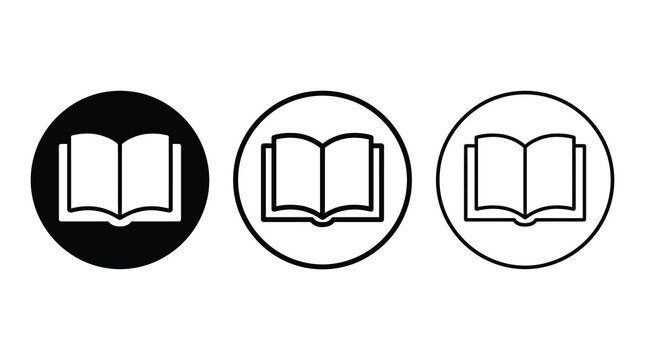 Book icon set featuring outline and solid style vector illustration for user interface