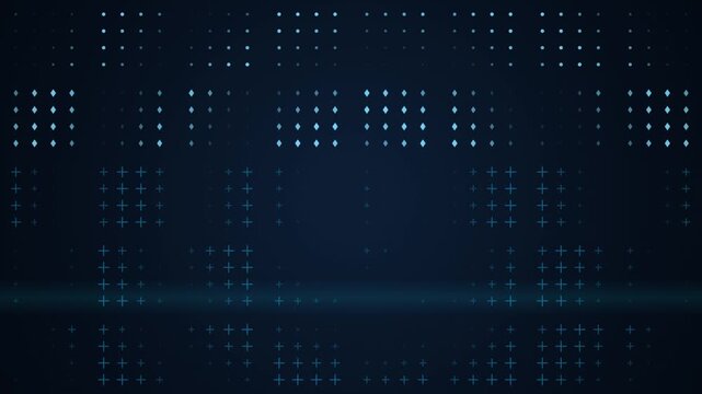 Abstract Digital Background Featuring Animated Blue Grids And Glowing Particle Dot Patterns With Flashing Light Elements In A High Tech Futuristic Visual Style For Motion Graphics And Professional Med