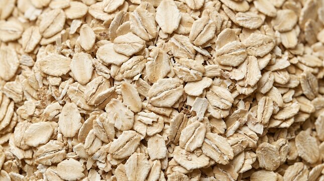 Macro full frame background textureraw organic rolled oats flakes highlighting detailed healthy breakfast whole grain cereal culinary fiber natural vegetarian nutrition and dry muesli food oats