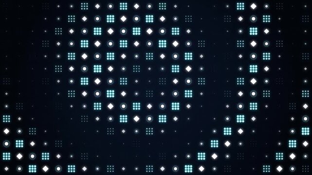 Abstract Geometric Grid Motion Graphic Featuring Pulsing Neon Blue Light Points and Glowing Diamond Shapes Seamlessly Animated on a Dark Backdrop for Modern Digital Technology and Cyber Interface Desi
