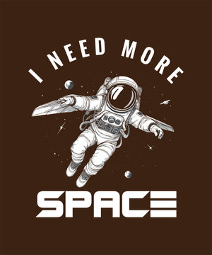 I need more space vector illustration with floating astronaut, stars, planets and funny typography design