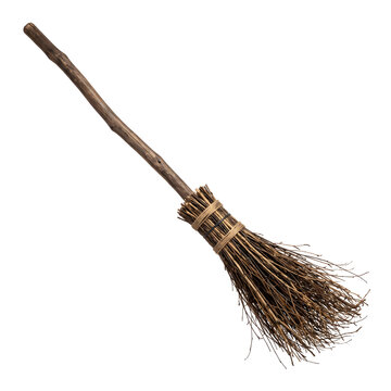 Wooden Witch Broomstick Isolated on Transparent Background PNG
