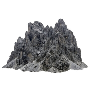 Steep Rocky Mountain Crag with Jagged Limestone Peaks Isolated on Transparent Background PNG