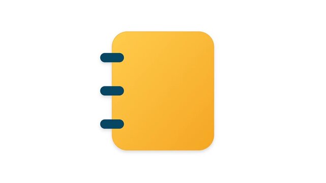 Simple Yellow Notebook Icon With Blue Spiral Binding.
