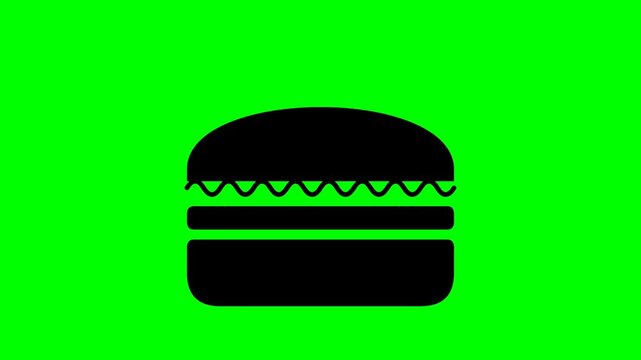Black hamburger icon on a green screen background.