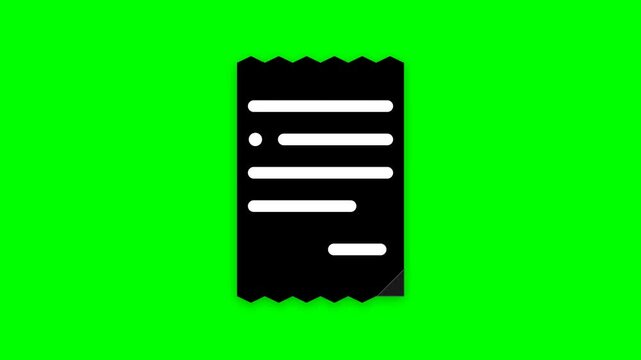 Black receipt icon on a vibrant green screen background.