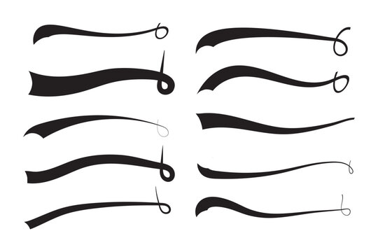 Calligraphy Swash Flourish Set, Decorative Vector Swooshes text tails Typography and Graphic Design Projects