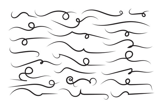 Calligraphic Swirl Dividers Set, Hand Drawn Decorative Flourishes and Ornate Text Separators for Elegant Typography