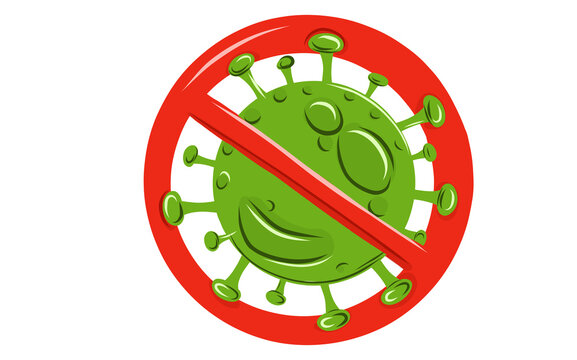 Stop coronavirus warning prohibition sign line art vector illustration isolated on background