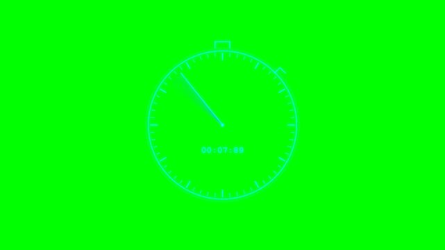 Stopwatch timer countdown animation on green screen