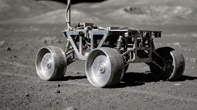 Robotic Lunar Rover Navigating Alien Terrain