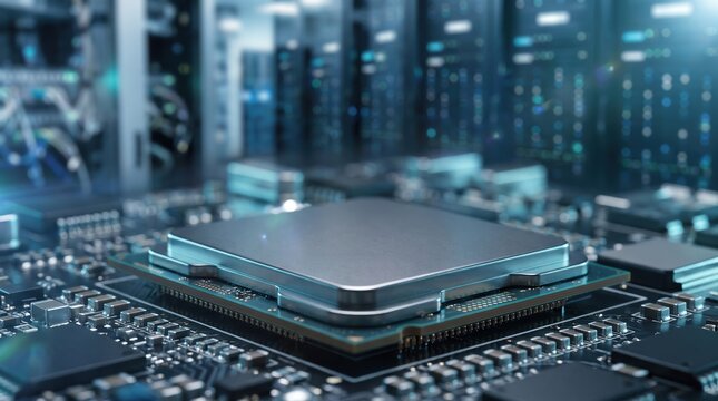 Advanced CPU on Circuit Board in Future City