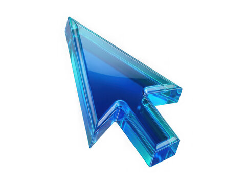 Shiny blue computer mouse cursor arrow icon isolated on a transparent background isolated on transparent background