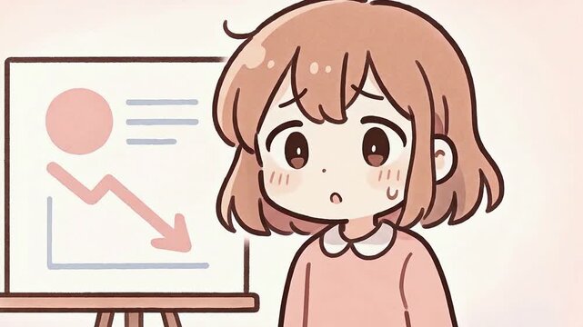 A girl, so nervous that she is unable to give her presentation.
