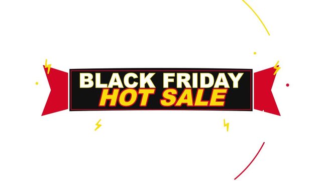 Black friday hot sale promotion banners with red ribbons on white. 4k