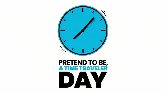 Blue clock icon for pretend to be a time traveler day celebration