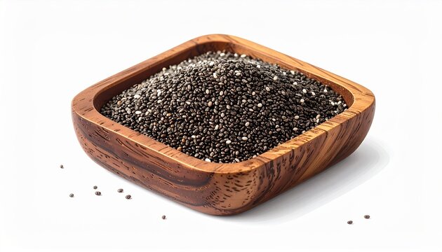 chia seeds featuring elegant simple composition, against minimalist white background