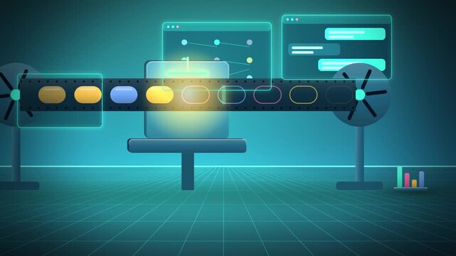 Teal token tape reader for a language model detail view seamless loop