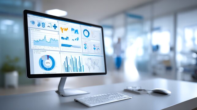 Hospital KPI analytics chart on modern computer screen