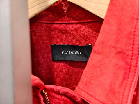 Tokyo, Japan-Jan.26th 2026: Willy Chavarria brand logo label on clothing