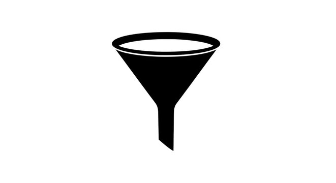 Funnel icon depicting a filtering or sorting process on a white background
