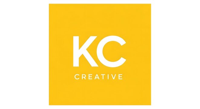 Kc creative professional company logo set on a yellow square