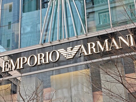 Tokyo, Japan-Jan.26th 2026: Emporio Armani brand logo shop sign