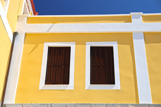 Architecture on the island of Symi, Greece.